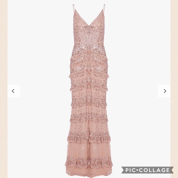 Adrianna Papell spaghetti strap and ruffle embellished long gown - Picture 4 of 13